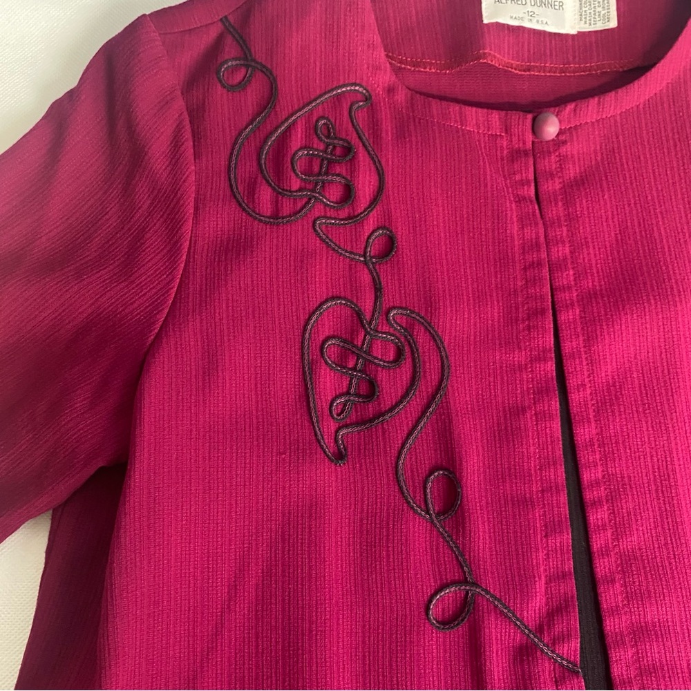 Alfred Dunner Deep Raspberry Open-Front Short Sleeve Tunic - Picture 7 of 12